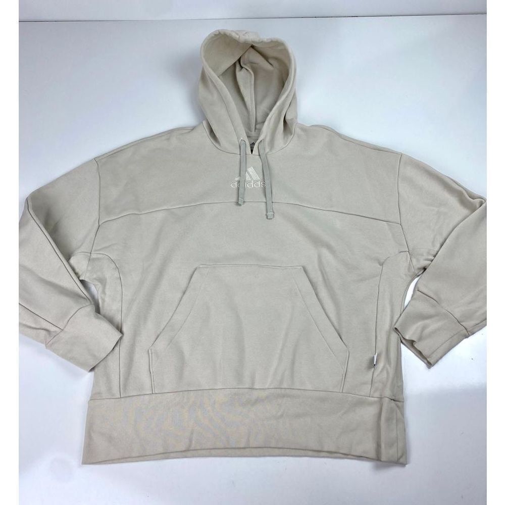 Adidas Studio Lounge Fleece Long Sleeve Sweatshirt Hoodie Adult Large Beige C109